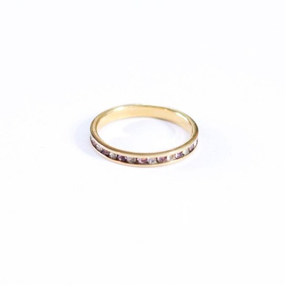 CZ and Alexandrite Crystal Eternity Band - Picture 1 of 5